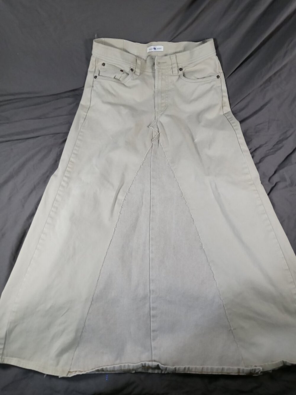 Handmade New Onward Revere Women Beige Khaki Jean Size 8 Maxi A line Skirt